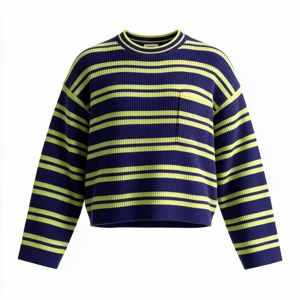American Vintage Raxow Sweater Womens M/L Purple Neon Yellow Wool Pullover #3017
